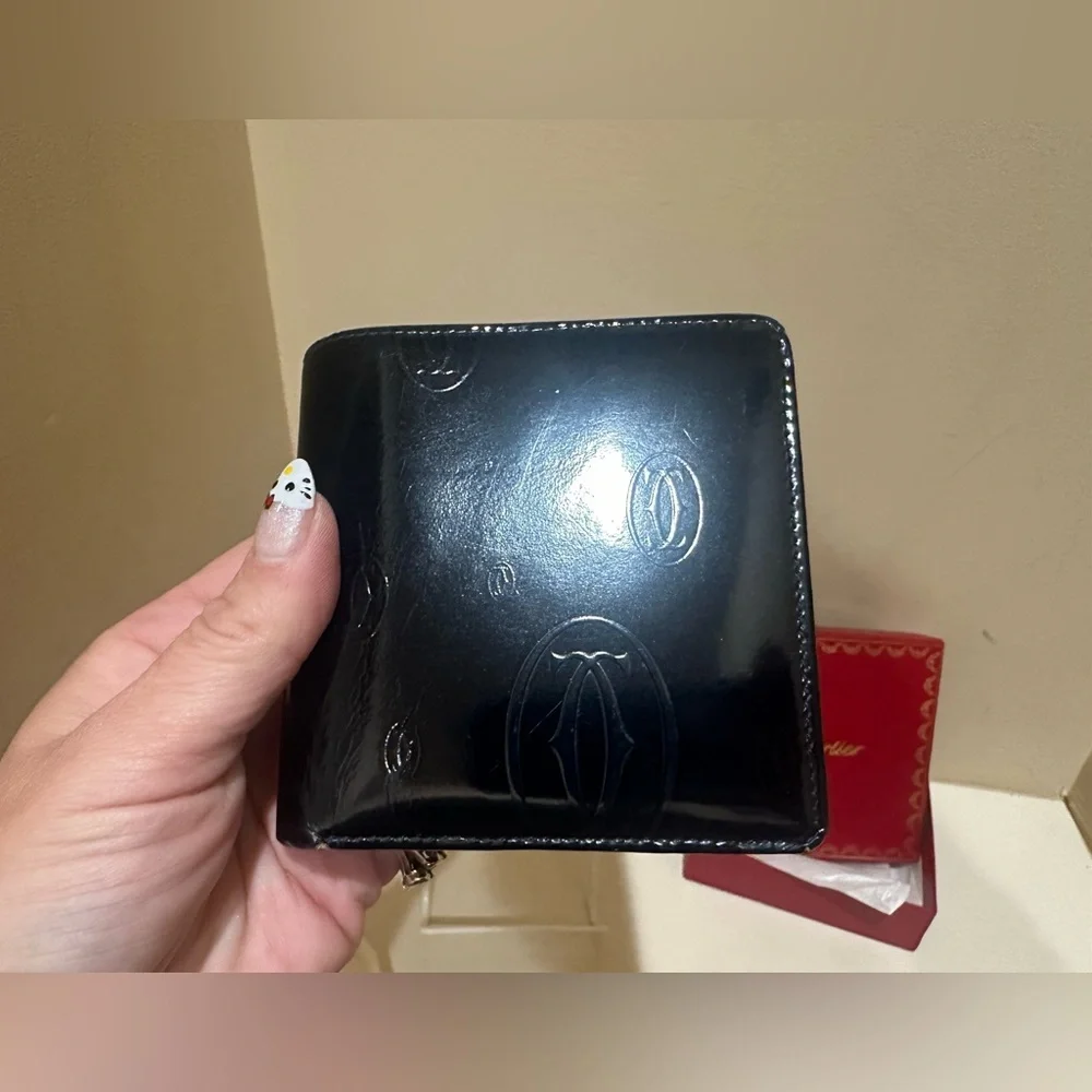 Cartier Happy Birthday Black Mens Wallet W/box and dustbag